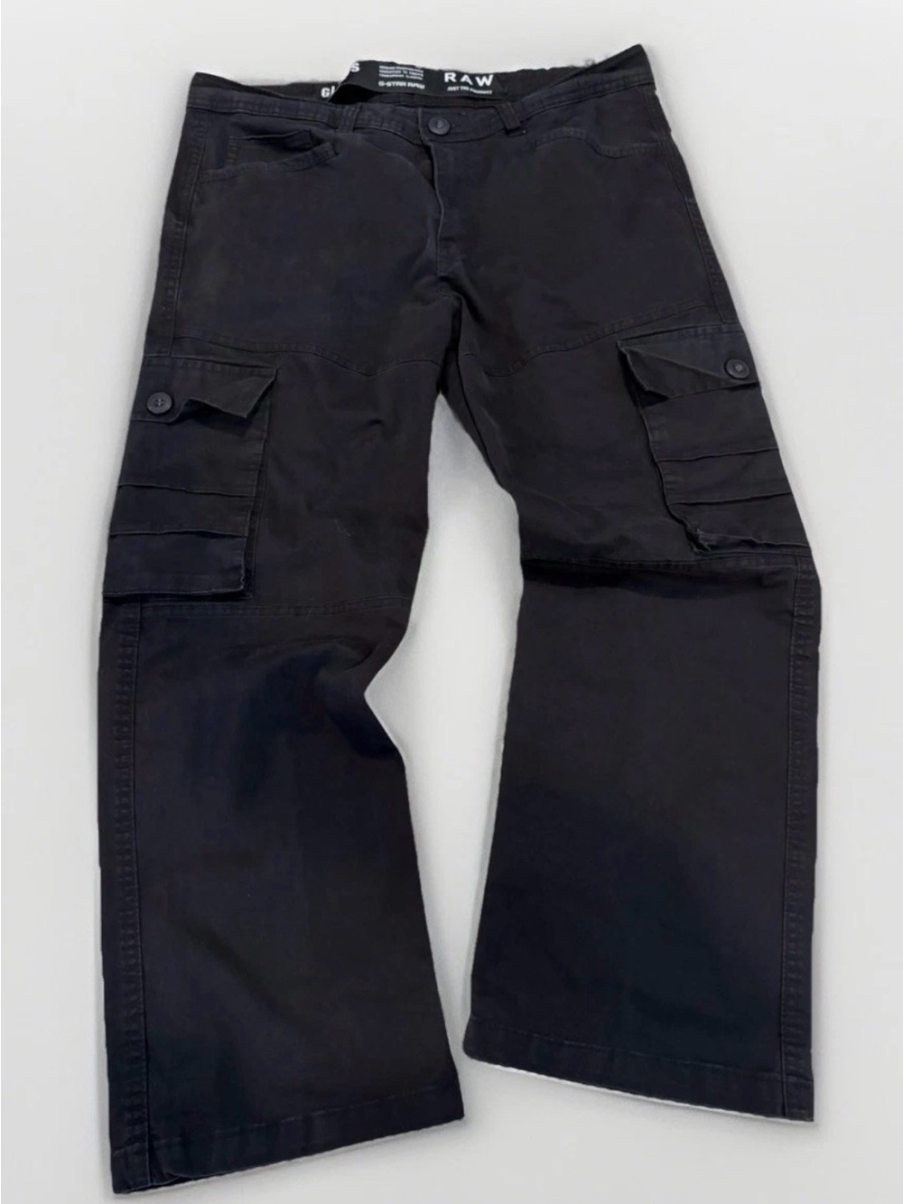 Y2K G-Star Raw Pants Size 34 Cargo Black Straight Leg Ankle Flood Pants